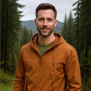 BP Men's Tan Hooded Windbreaker with hood